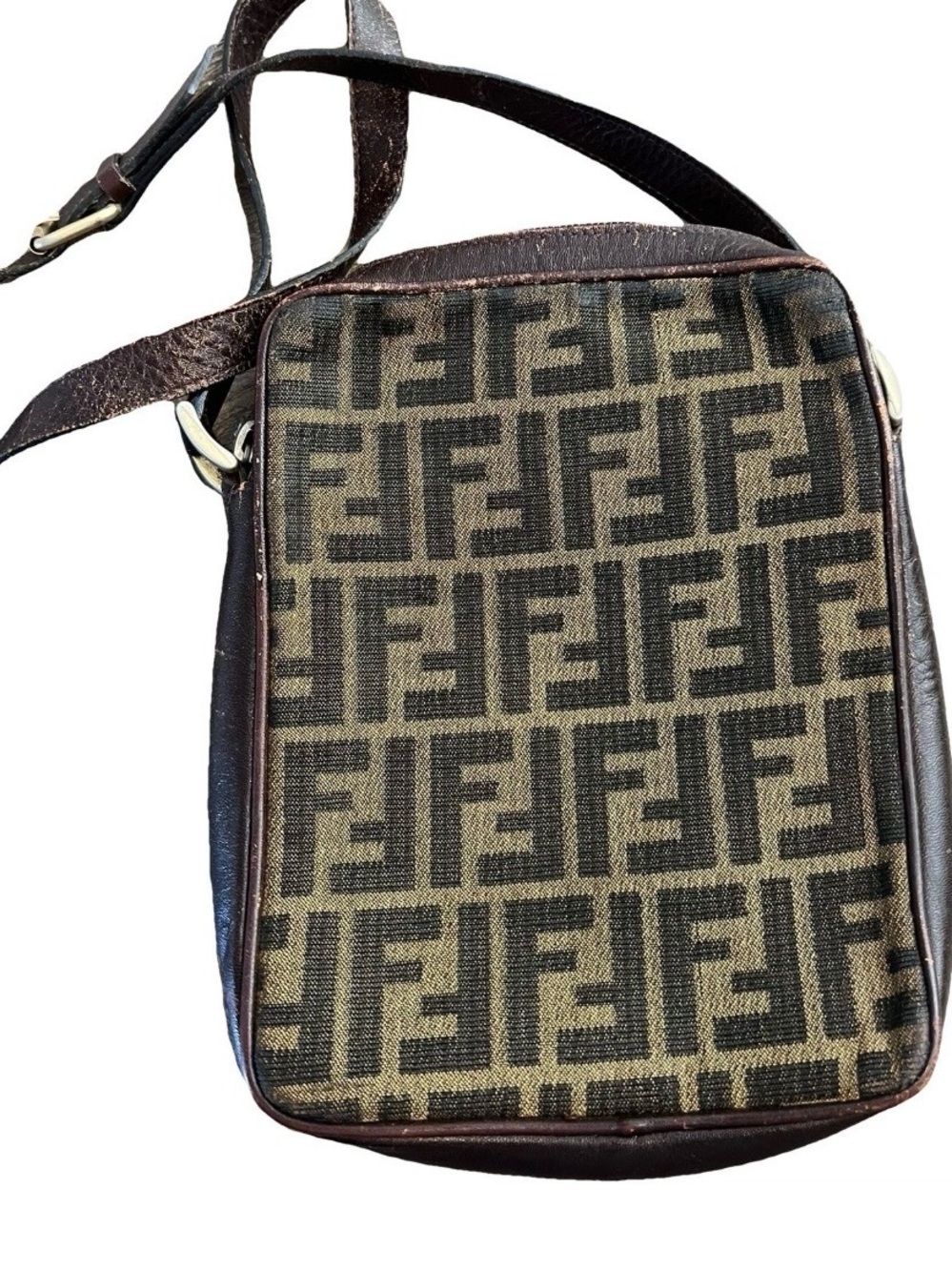 Fendi Brown and Black FF Logo Crossbody Bag
